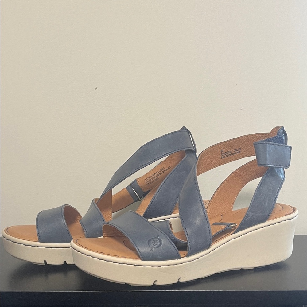Navy Blue Wedge Sandals